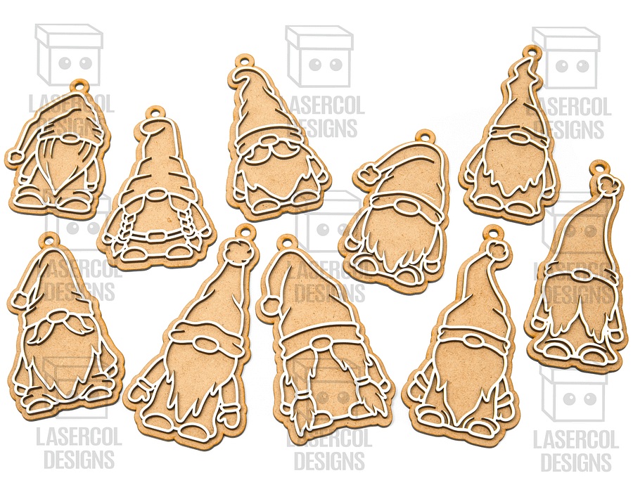 Gingerbread Gnomes Christmas Ornaments (10 Styles) - Laser Cut Files product image (2)