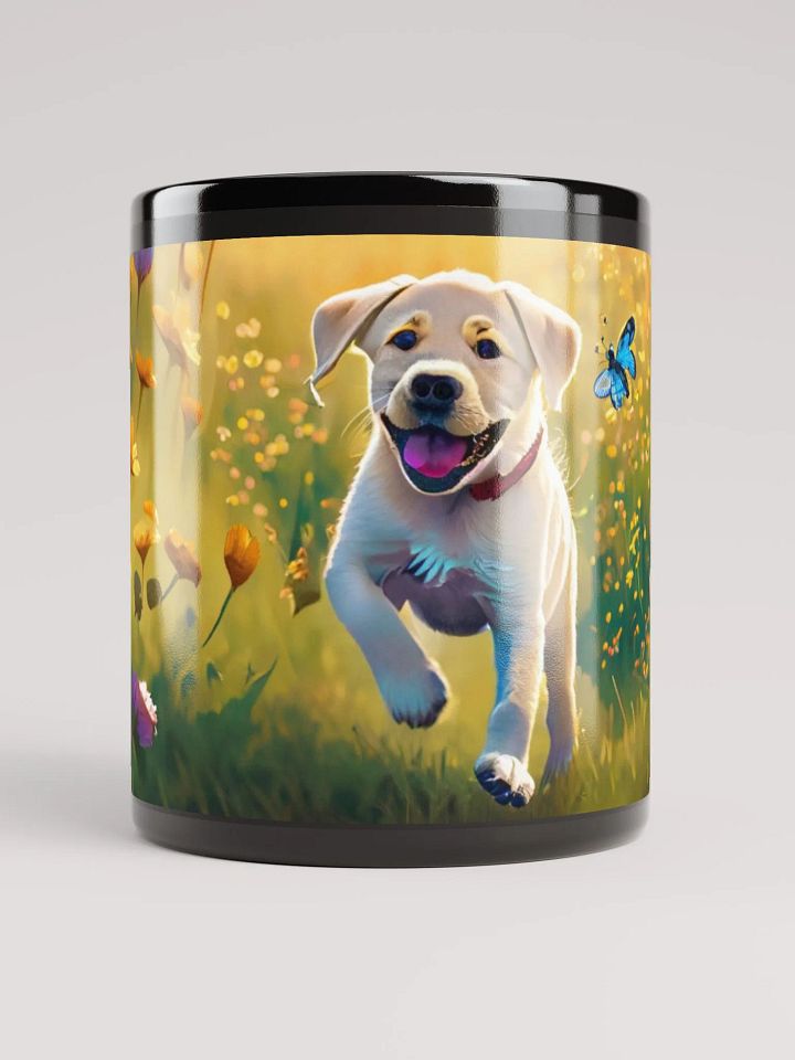 Blooming Buddies: Black Glossy Mug for Labrador Retriever Lovers product image (1)