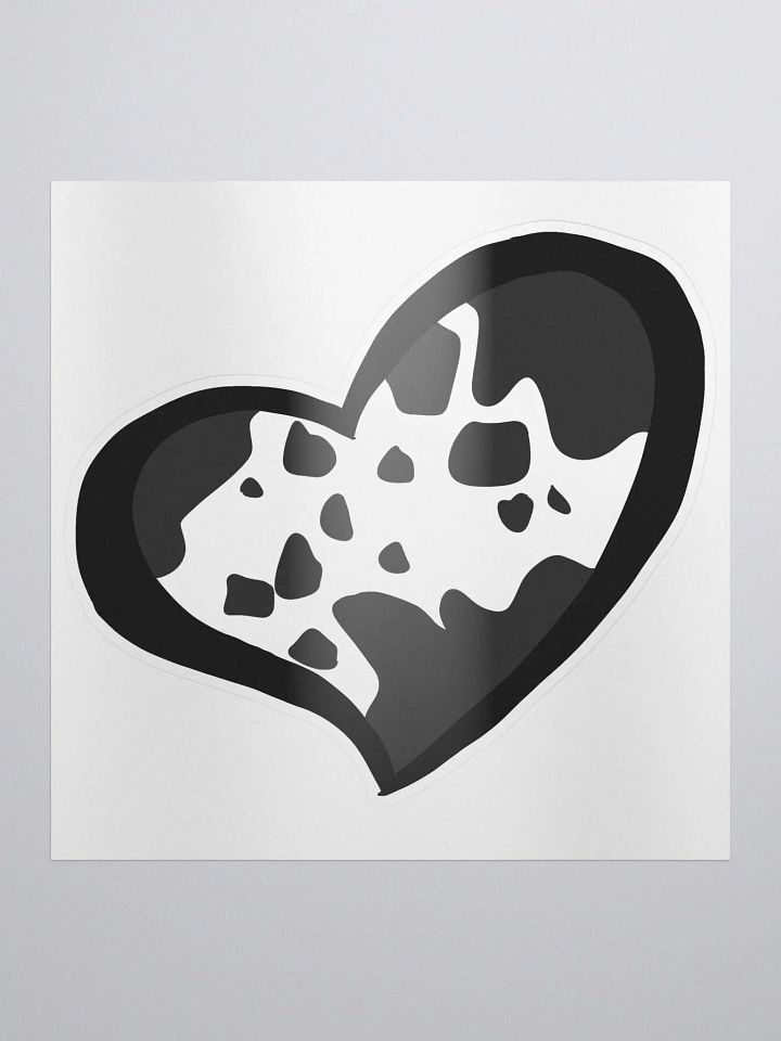Little Moo Heart Sticker (Black and White) product image (1)
