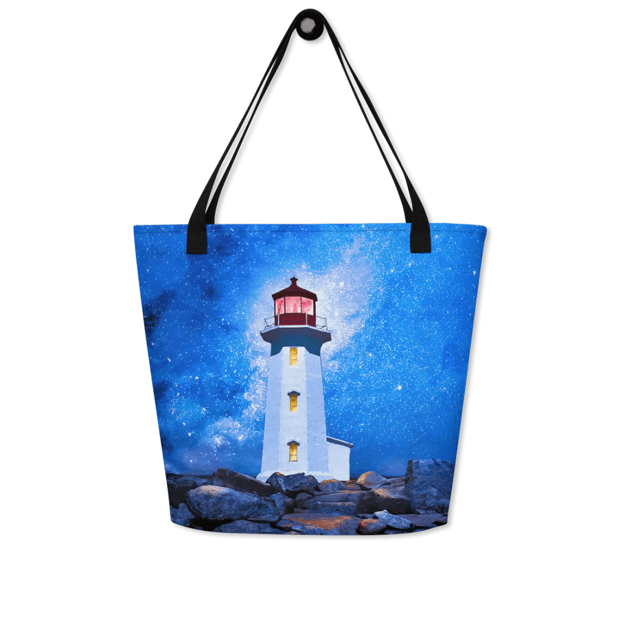 Peggy's Cove Lighthouse by Night Tote Bag product image (8)