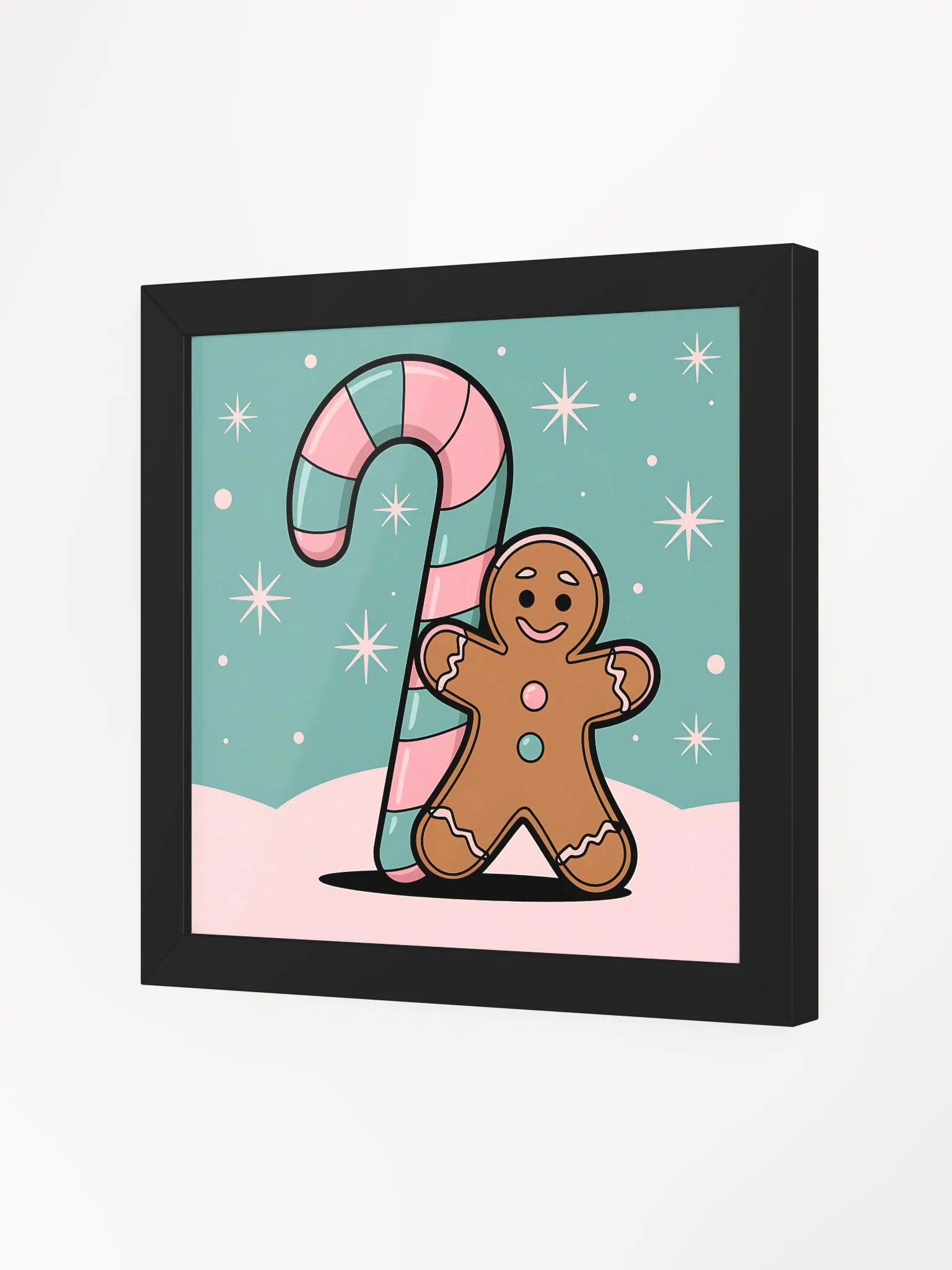 Festive Candy Cane and Gingerbread Man Framed Matte Poster product image (5)