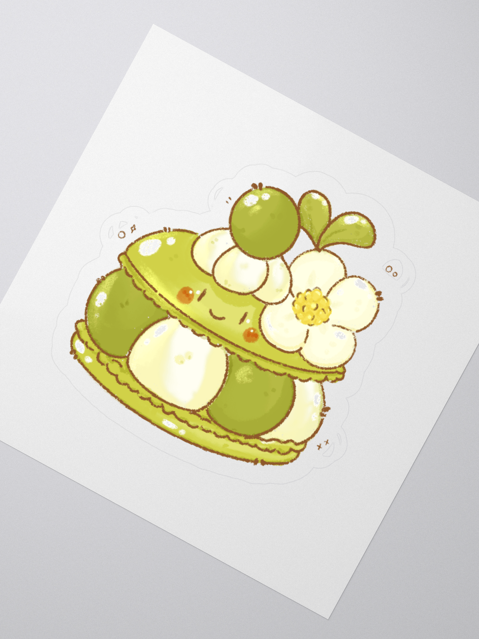 Sweet & Silly – Green Macaron Kiss-Cut Sticker product image (8)