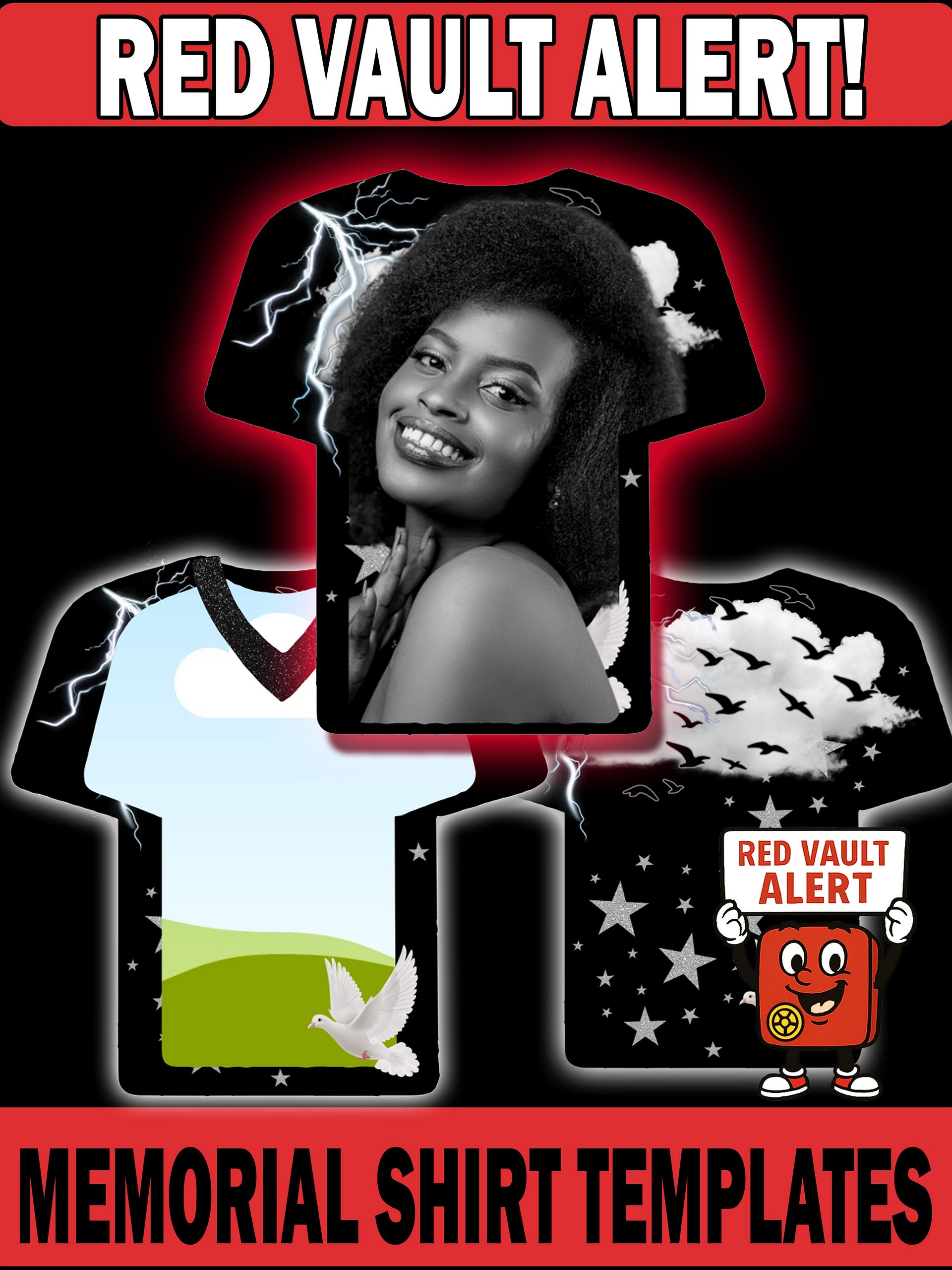 Red Vault Alert! 1.97 inch MDF Sublimation Memorial Shirt Template product image (1)