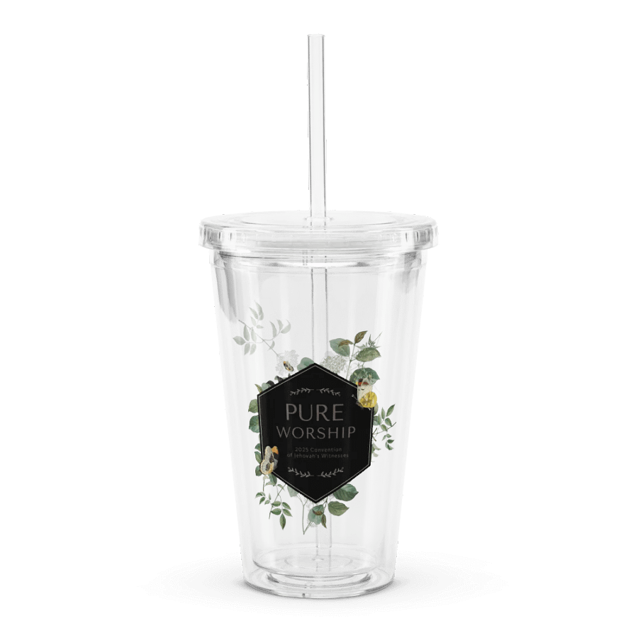 "Pure Worship" 2025 Convention of Jehovah's Witnesses | Botanical Double Wall Clear Plastic Tumbler product image (1)