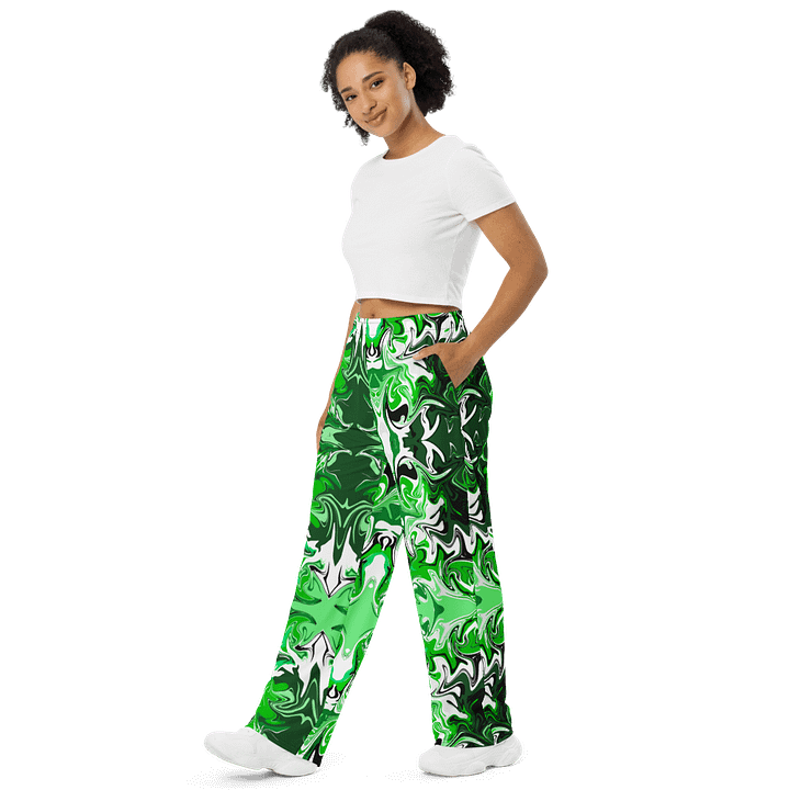 Green Swirl Unisex Wide Leg Bottoms product image (2)