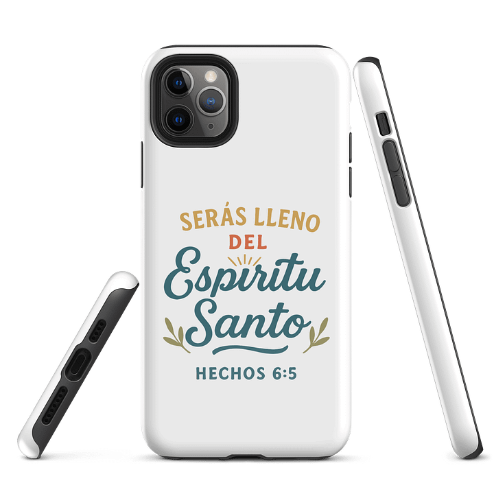 Tough iPhone® Case – “Serás Lleno del Espíritu Santo” – Spanish Bible Verse product image (1)