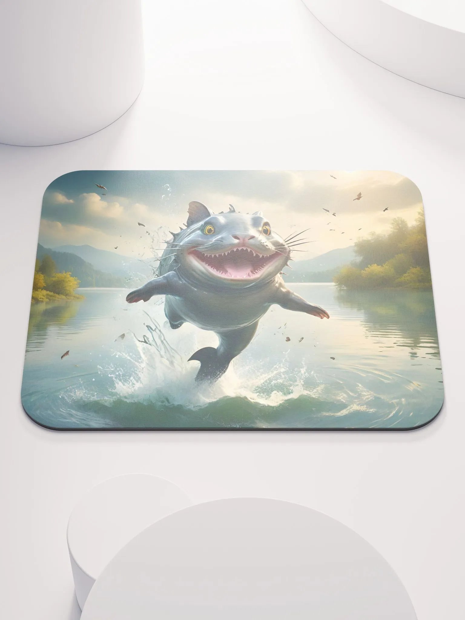 Whimsical Cat-Fish Mouse Pad product image (1)