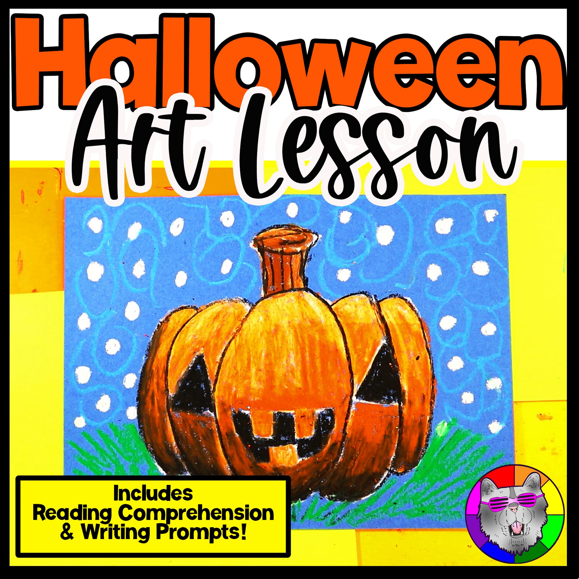 Halloween Jack-O’-Lantern Art Lesson with Reading, Writing & Step-by-Step Tutorial (Grades 1–4) product image (1)