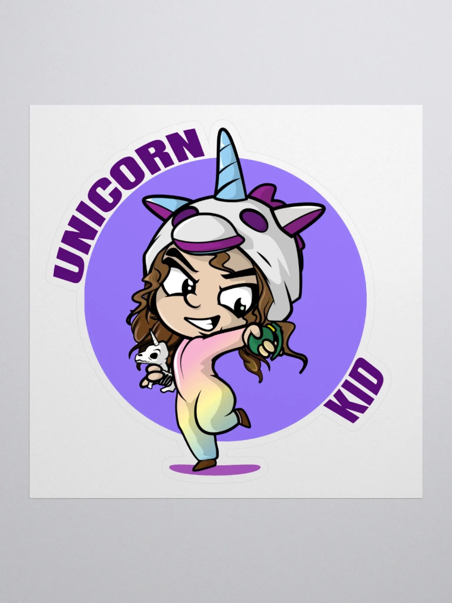 Unicorn Kid Kiss-Cut Sticker Purple product image (2)