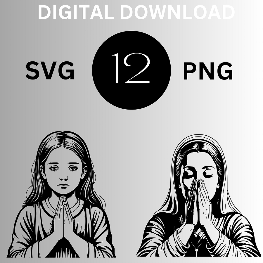 Black and White Praying Hands Bundle product image (4)