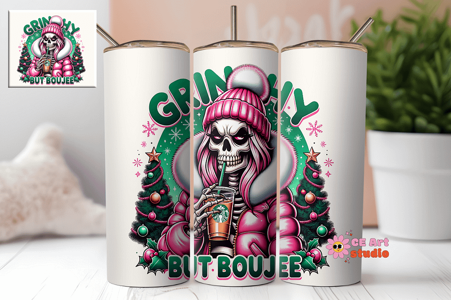 Grinchy But Boujee Tumbler Wrap PNG product image (1)