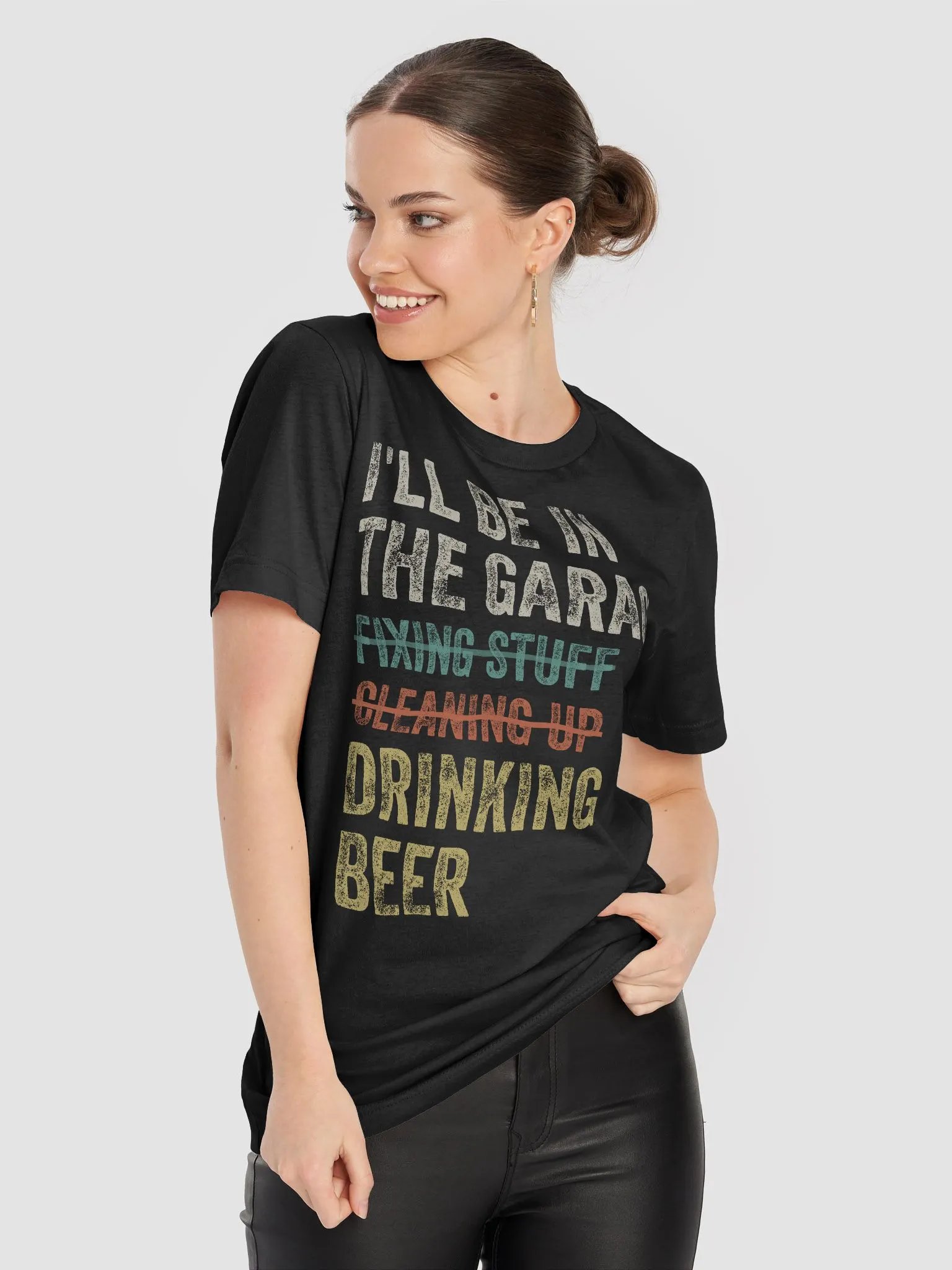 I'll Be in the Garage Drinking Beer Mechanic Car Guy Vintage T-Shirt product image (50)