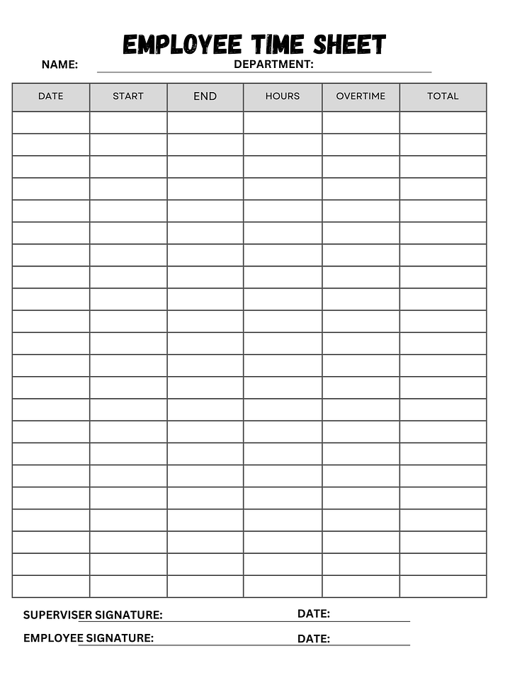 Employee Time Tracking Sheet Work Hours Log Employee Attendance Record Timesheet Report product image (1)