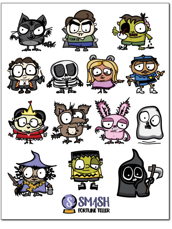 Digital Download: Halloween Vibes Mash Character Stickers