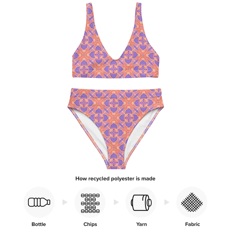 Pastel Orange and Mauve Pattern High Waisted Bikini product image (4)