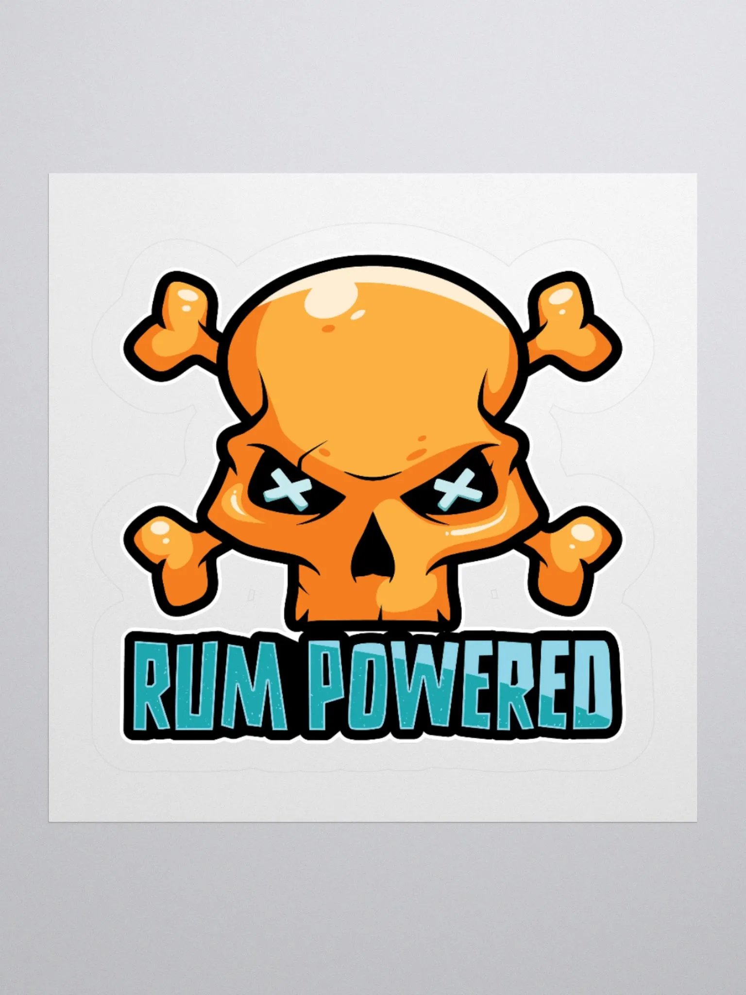 Rum Powered Pirate Sticker | Funny Skull & Crossbones Design product image (1)