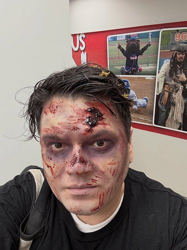 First makeup test done. Tomorrow is the full rehearsal with costumes, then the soft open on Wednesday!