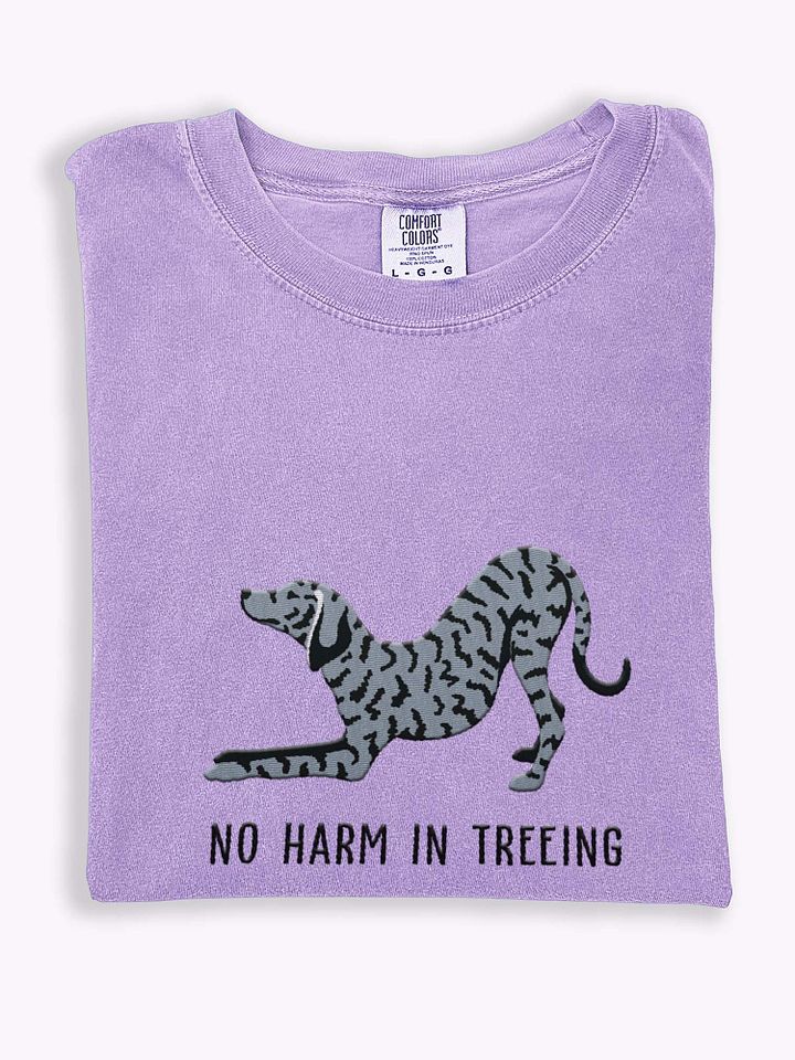 No Harm in Treeing T-Shirt(Embroidered) of a Plott Hound(Blue Brindle) product image (1)