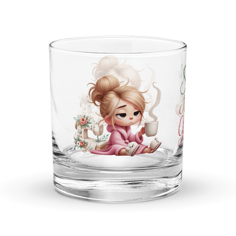 Sip & Sew Cartoon Girl Rocks Glass product image (3)