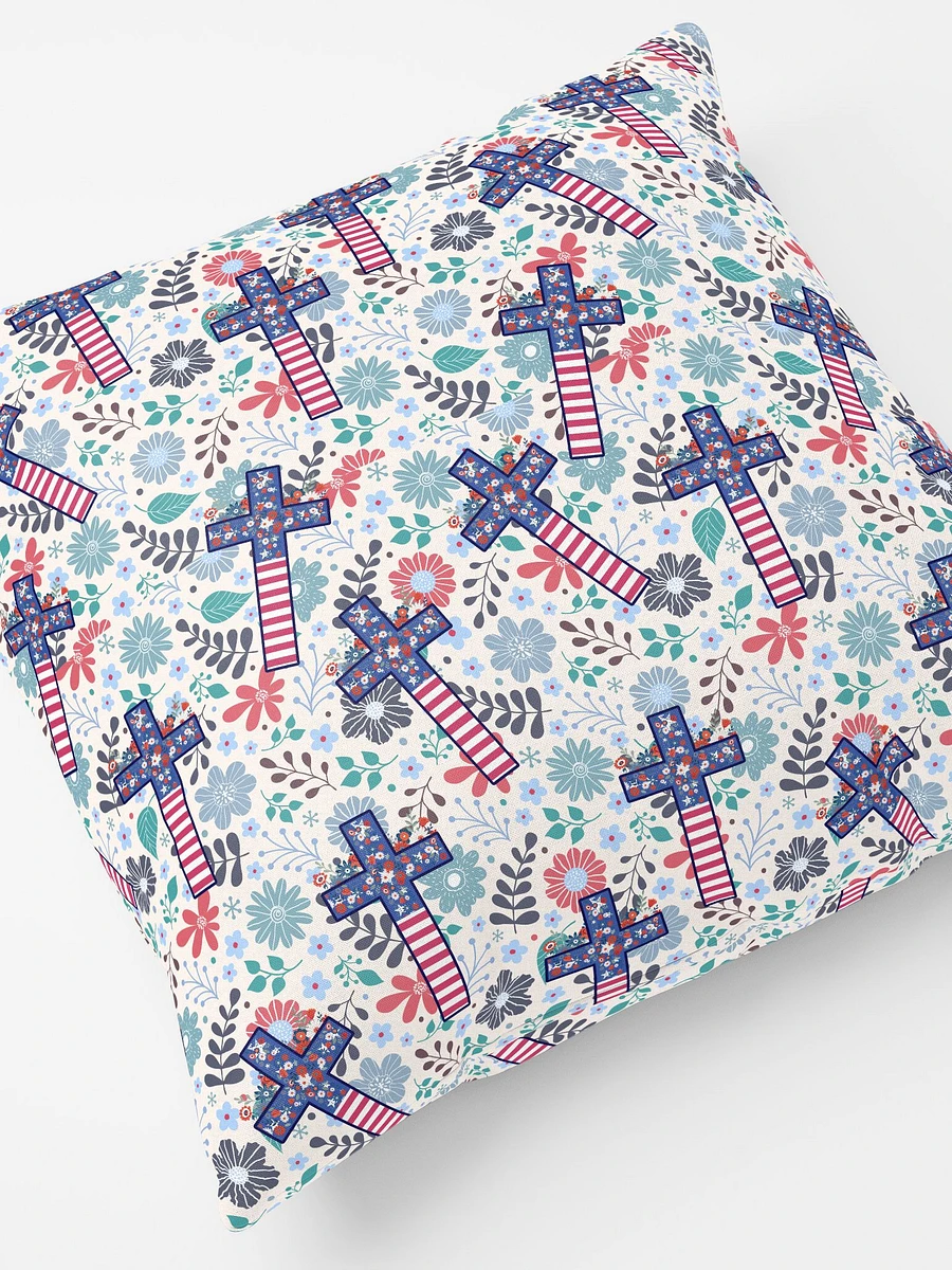 Floral Patriotic Cross Patterned Throw Pillow product image (2)