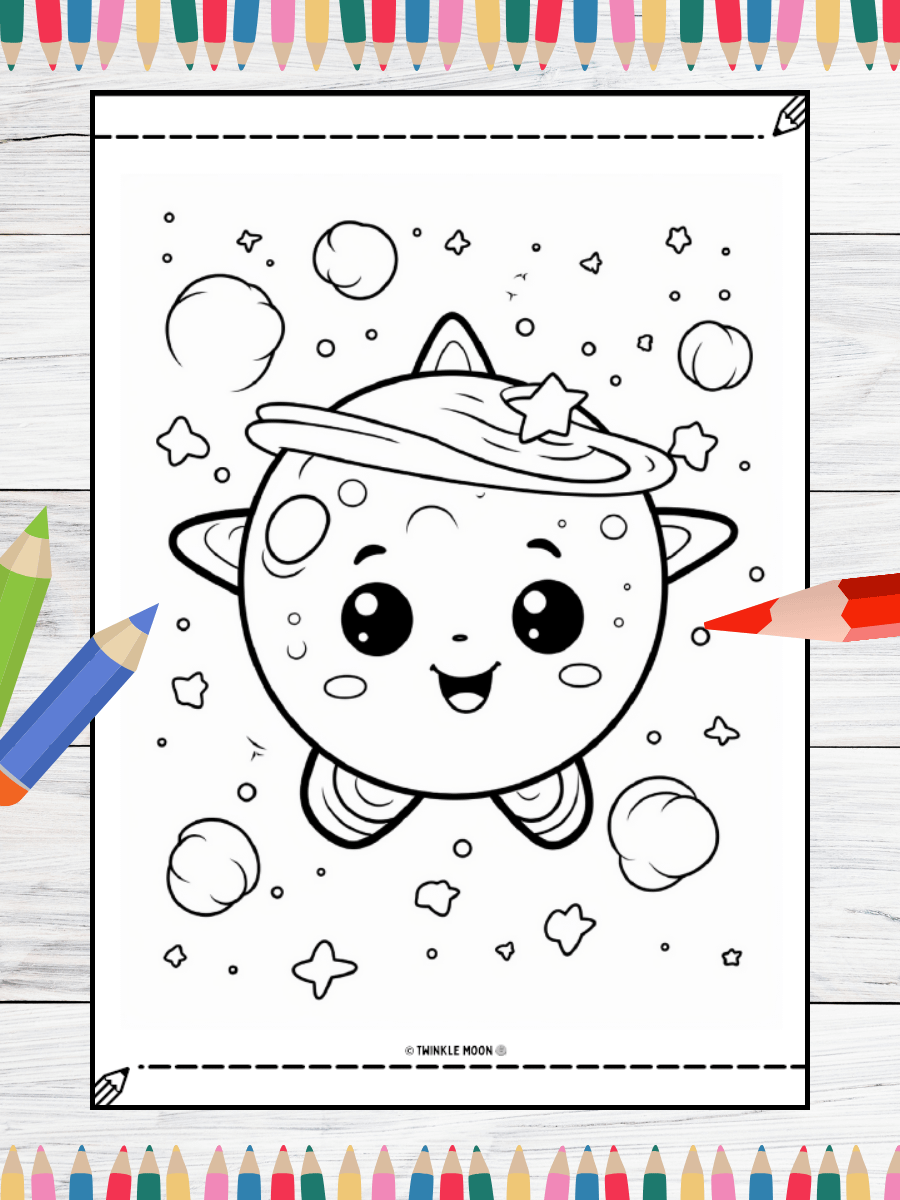 20 Cute Kawaii Space Coloring Pages#2 (PDF Coloring Pages) product image (4)