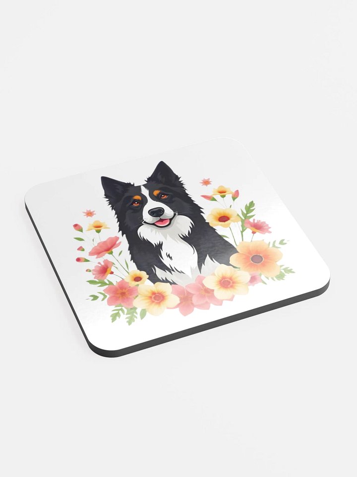 Floral Border Collie Cork Coaster product image (1)