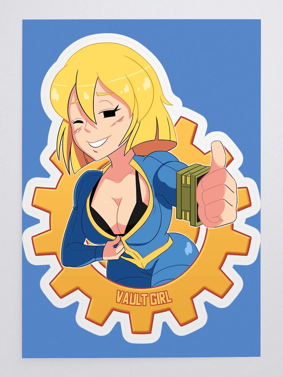"Just a Peek" Thumbs-Up Vault Girl Sticker Sheet product image (3)