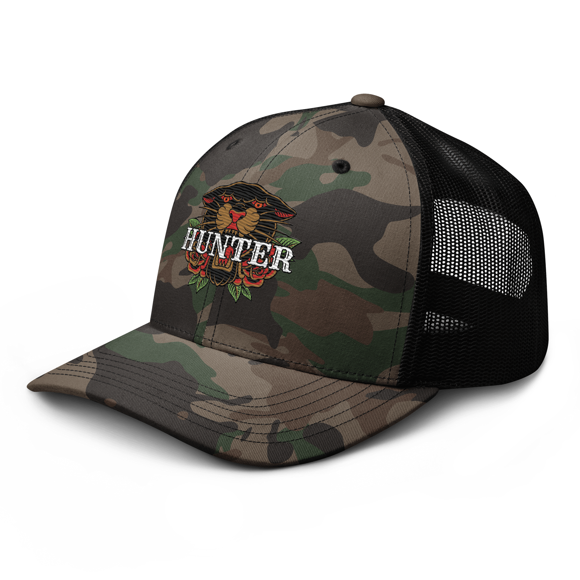 Hunter Tattoo Embroidered Camo Trucker Hat product image (4)