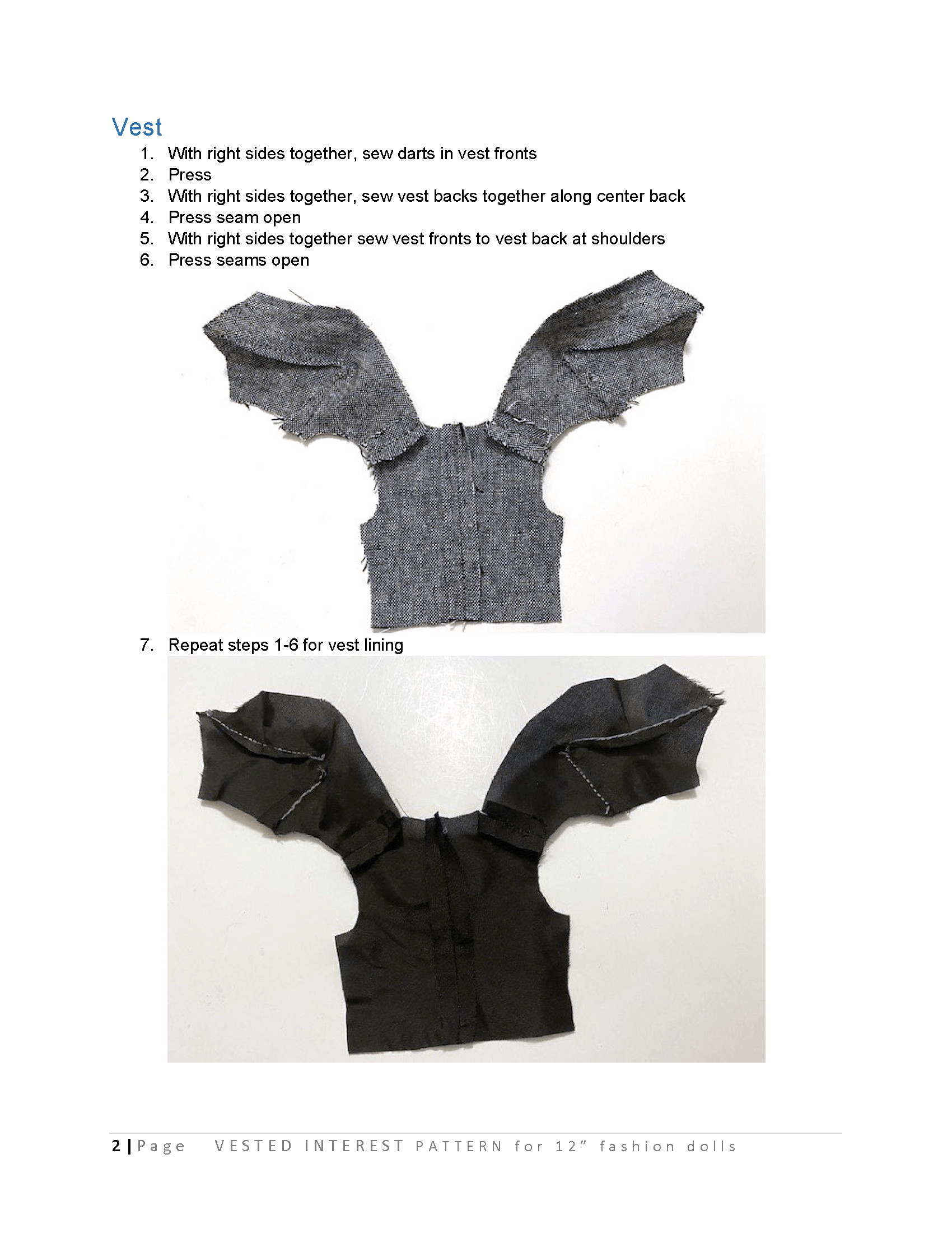 Vested Interest sewing pattern for 12