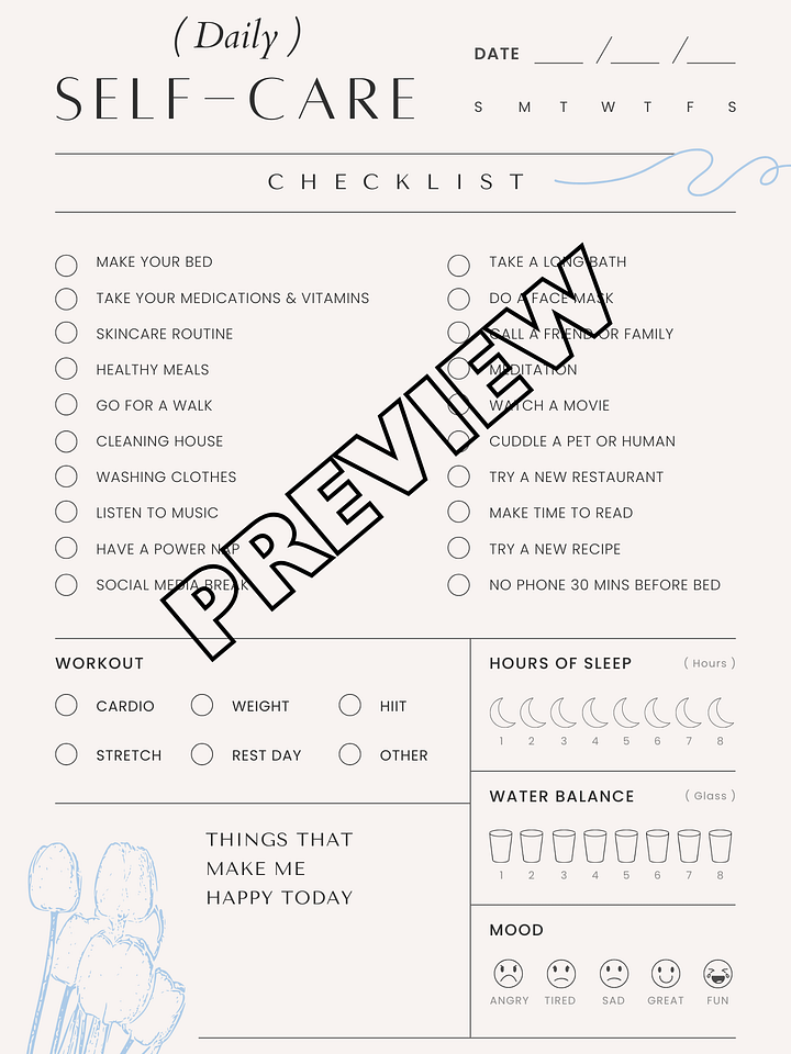 Daily Self-Care Checklist product image (1)