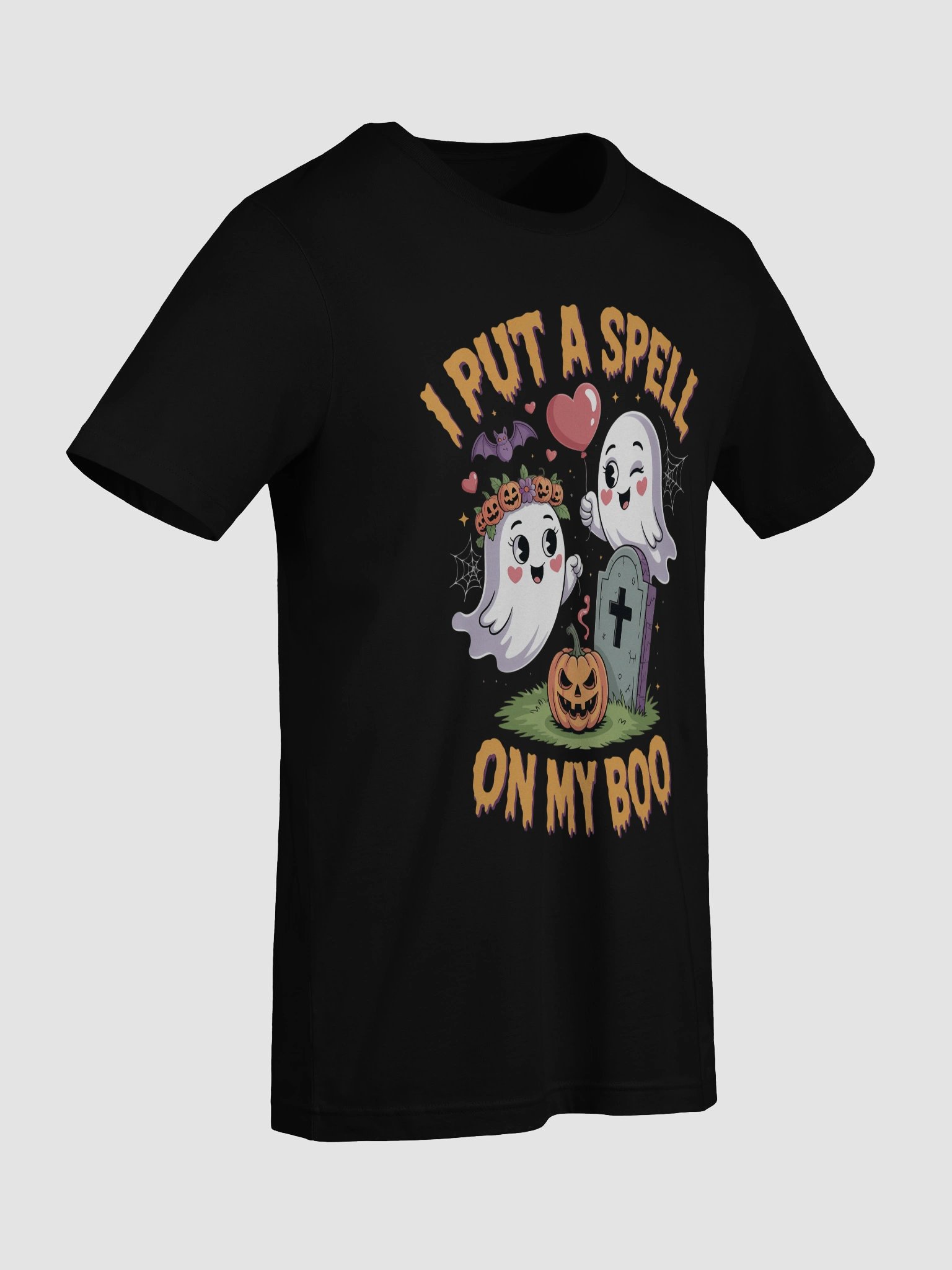 I Put A Spell On My Boo Funny Halloween Couple's T-Shirt | Spooky Cute Ghost & Pumpkin Tee product image (9)