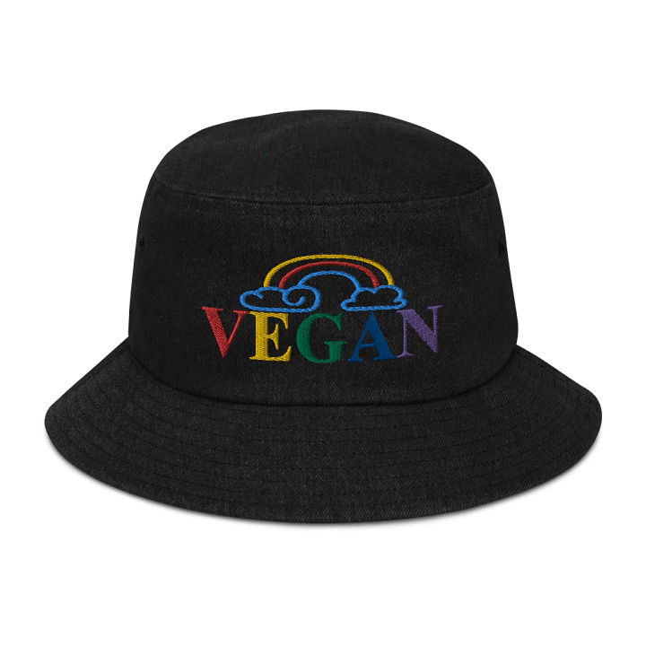 Denim Embroidered Rainbow Vegan Bucket Hat product image (1)