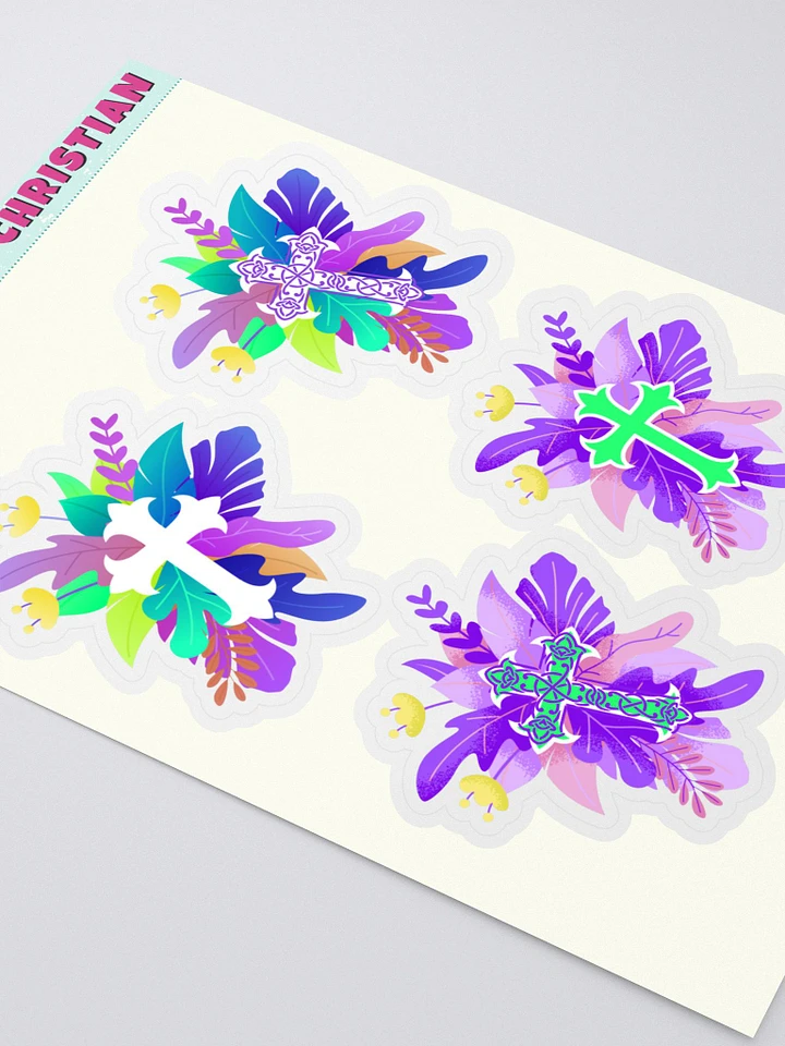 Purple Floral Crosses Sticker Sheet product image (2)