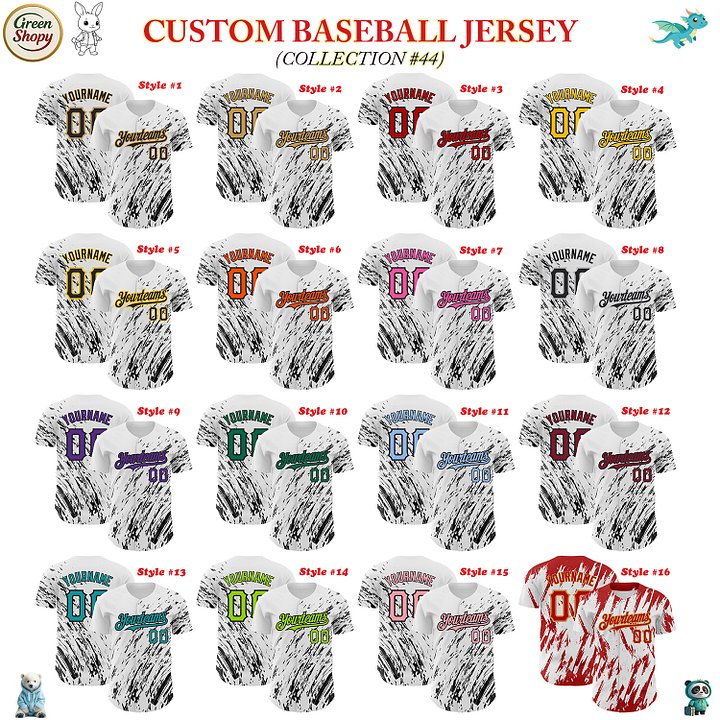 Authentic Baseball Jersey, Custom Baseball Jersey, Personalized Sport Jersey, Colorful, Number, 3D Abstract Splash product image (181)