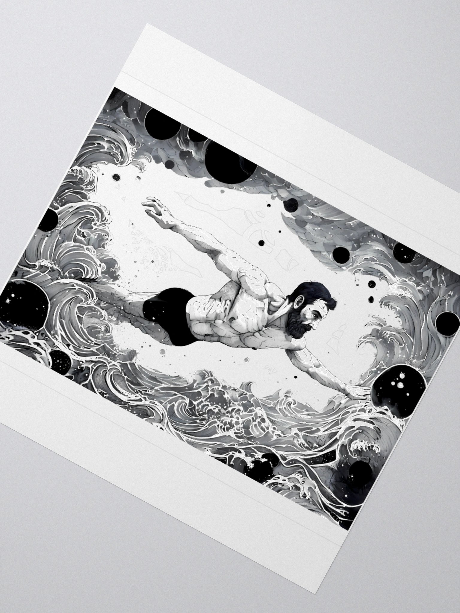 Monochrome Maritime Adventure: Black & White Waves Sticker product image (4)