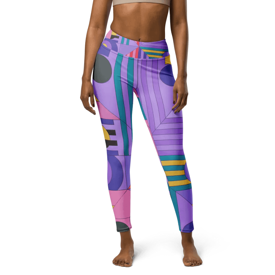 Modern Cool Multi-Colored Geometric Pattern Yoga Leggings product image (5)