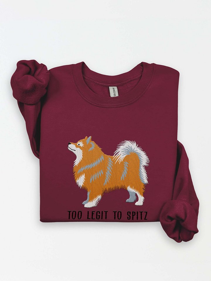 Too Legit to Spitz Sweatshirt (Embroidered) of a Finnish Lapphund(Brown & White) product image (1)