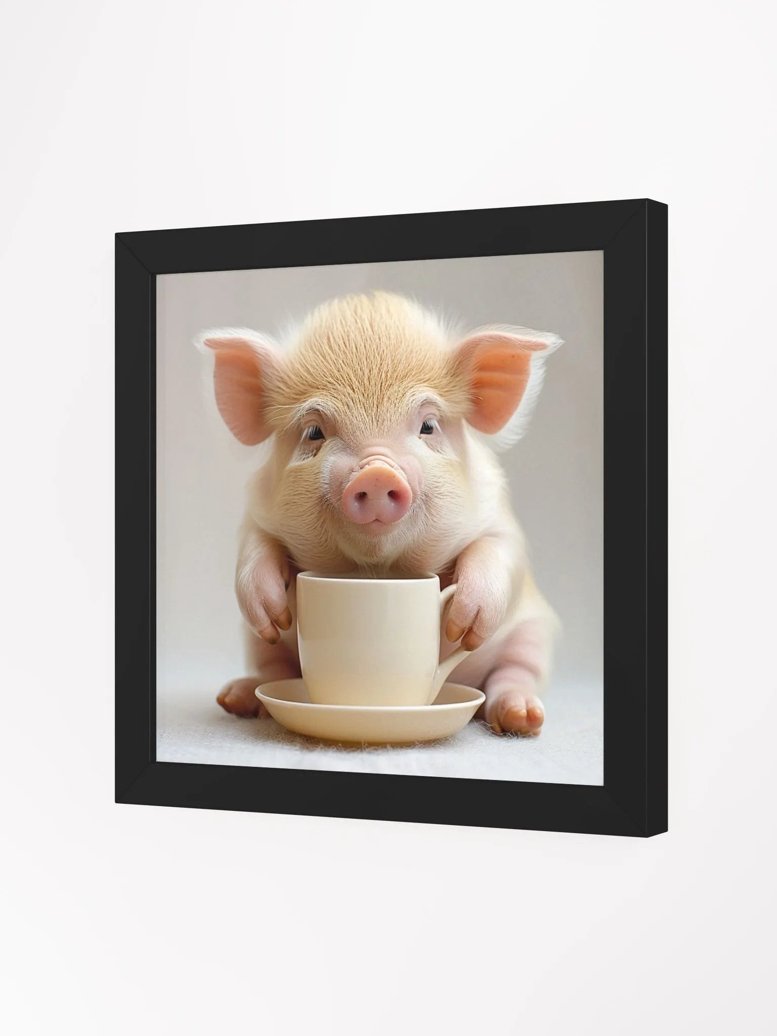 Cute Coffee Lover Baby Piglet Framed Wall Art product image (2)