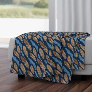 Seamless Pattern - Large Feather Pattern in Blues and Browns product image (4)