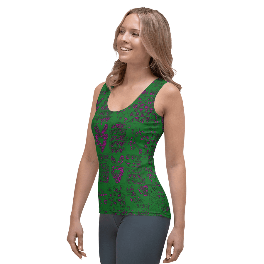 Vibrant Green and Pink Adire Women's Tank Top product image (3)
