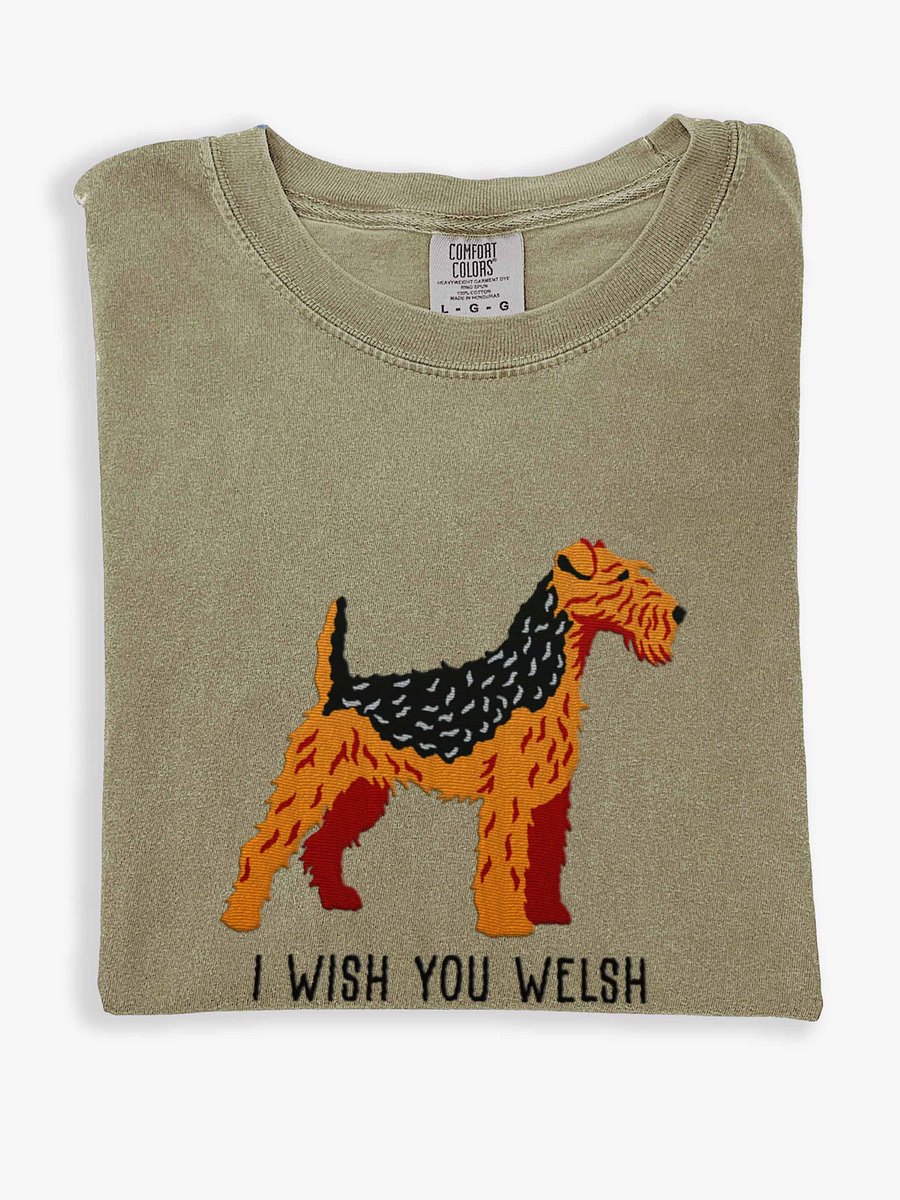 I Wish You Welsh T-Shirt(Embroidered) of a Fox Terrier(Black & Tan) product image (1)