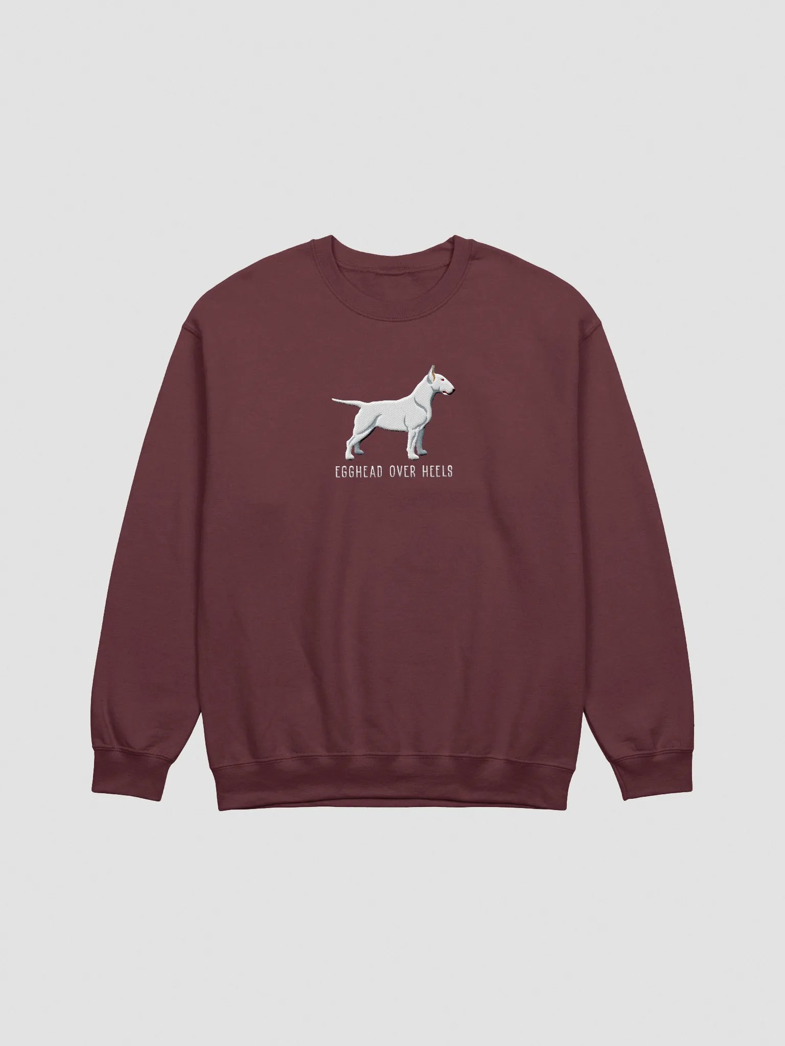 Egghead Over Heals Sweatshirt (Embroidered) of an English Bull Terrier(White) product image (3)