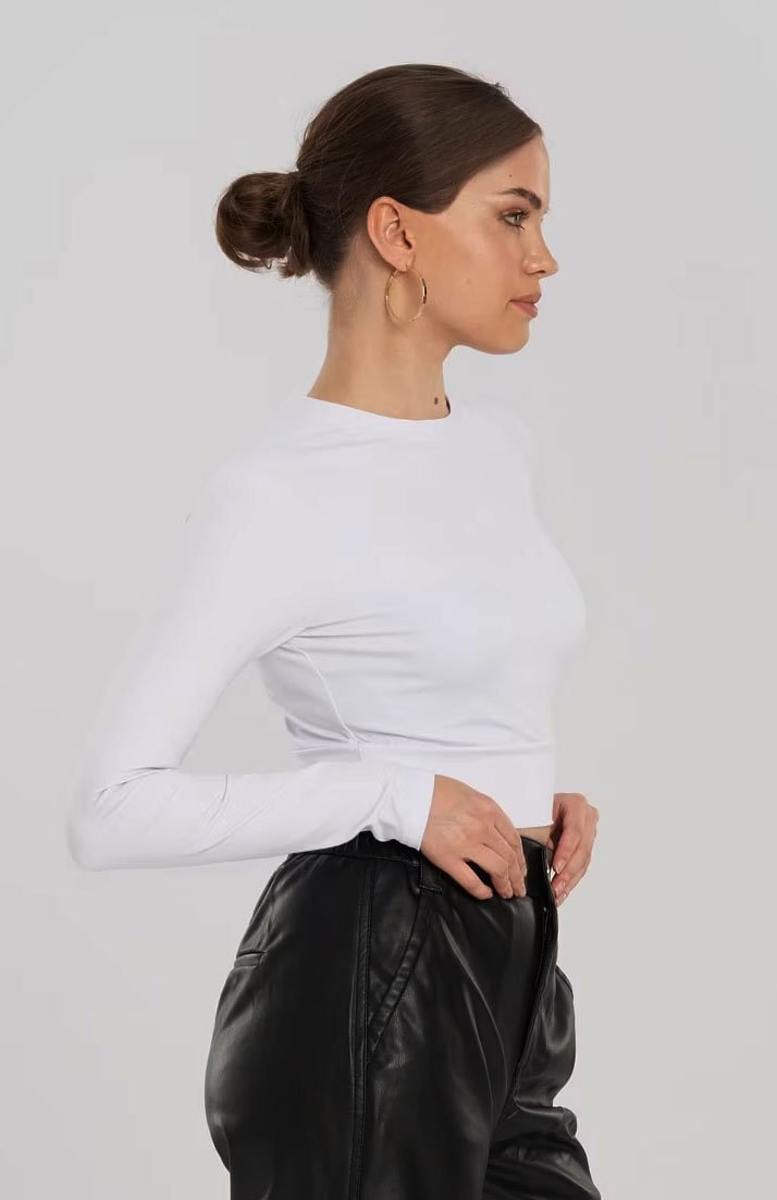 Polka Dot Illusion Vintage Retro Long Sleeve Crop Top product image (9)