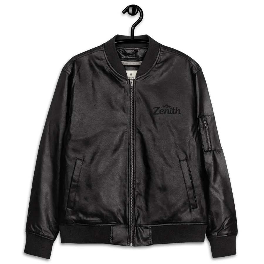 Zenith Unisex Faux Leather Bomber Jacket - Relaxed Fit, Heavyweight PU Leather, Sizes XS-3XL, Available in Black and Brown product image (12)