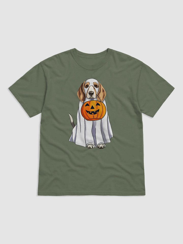 Beagle Halloween Tee | Funny Fall & Halloween Beagle Wearing a Ghost Costume with Pumpkin Basket product image (2)