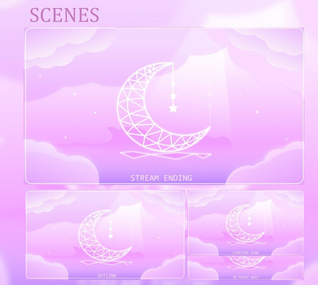 Pink Celestial Vtuber Stream Overlay Animated product image (2)