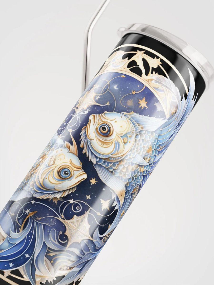 Pisces Zodiac Stainless Steel Tumbler: Dive into Dual Pisces Illustration Magic! ♓✨ product image (5)