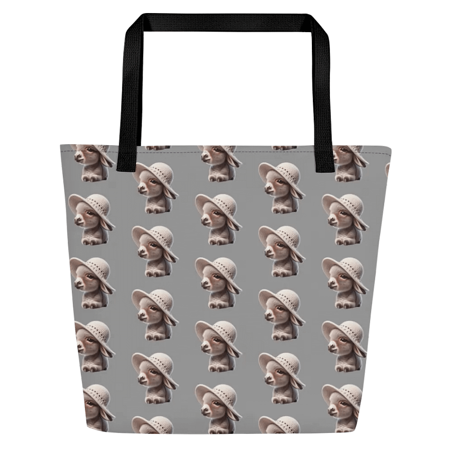 Cutest Mini Donkey With Hat Styling on a Large Tote Bag product image (2)