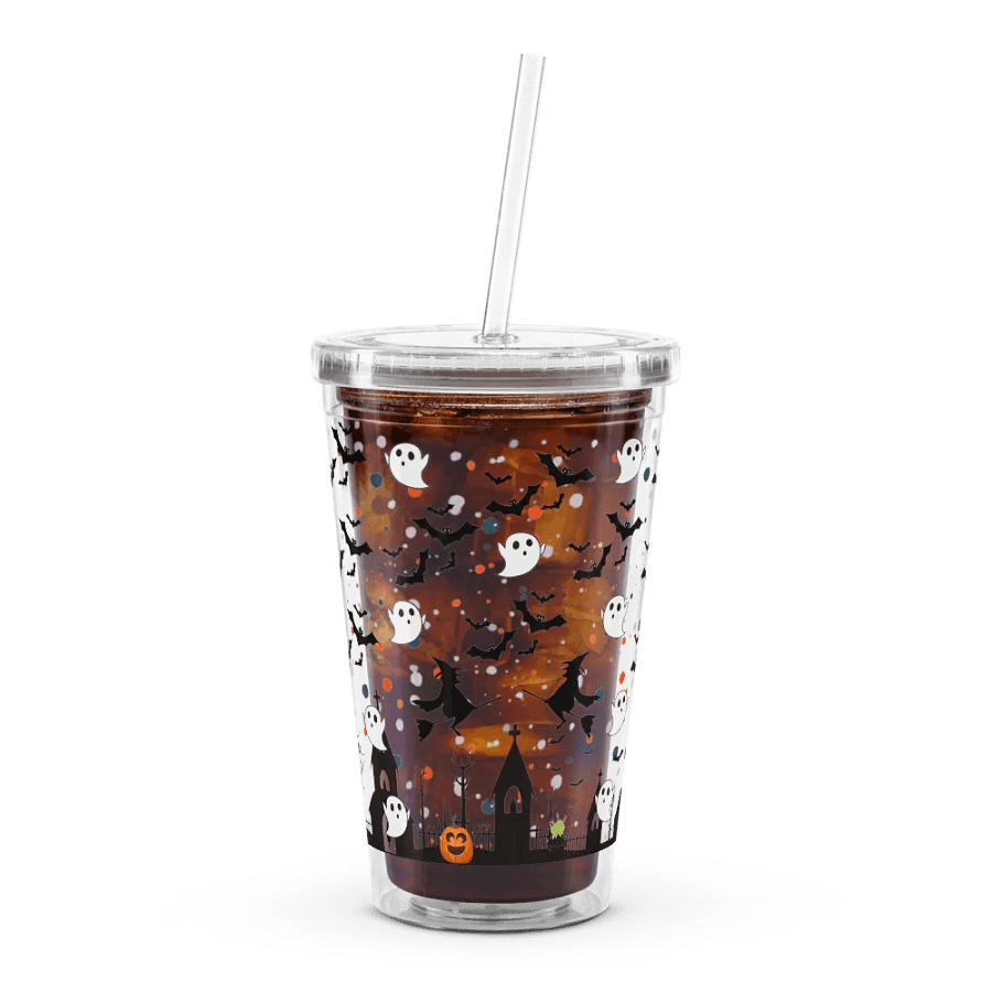 Whimsical Halloween Scene: 16 oz Double Wall Tumbler product image (3)