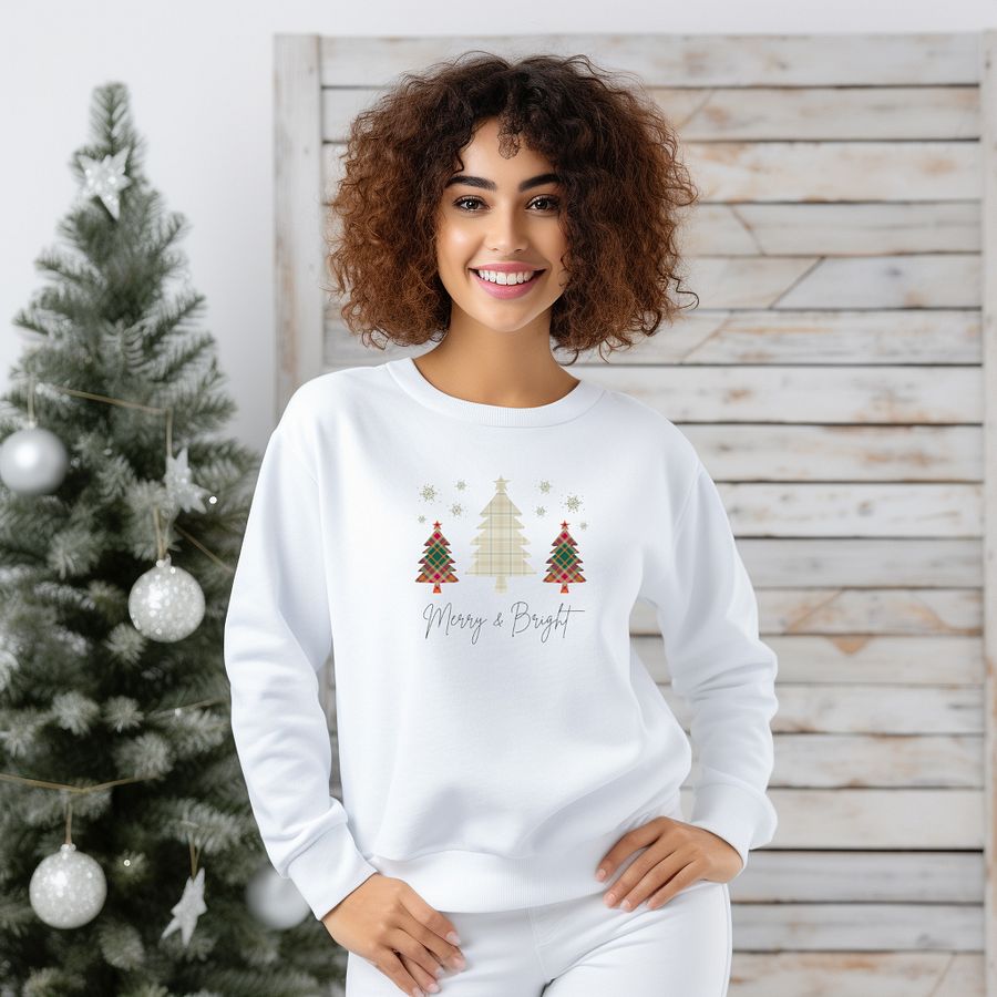 Merry & Bright Plaid Christmas Crewneck product image (1)